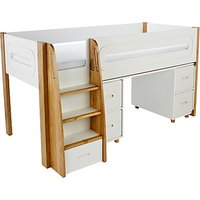 Stompa Curve Mid-Sleeper And Desk, 4 Doors - Silk White / White
