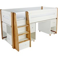 Stompa Curve Mid-Sleeper, Desk And Cube Shelving Unit, 4 Doors - Silk White / White