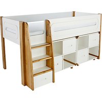 Stompa Curve Mid-Sleeper And 2 Cube Shelving Units, 4 Doors - Silk White / White