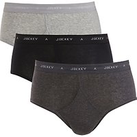 Jockey Classic Y-Front Briefs, Pack Of 3 - Grey/Black/Charcoal