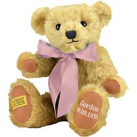 Merrythought Personalised Shrewsbury Teddy Bear With Silver Thread - Gold/Baby Pink