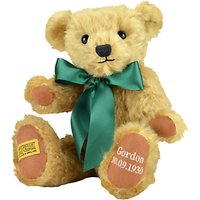 Merrythought Personalised Shrewsbury Teddy Bear With Silver Thread - Gold/Green