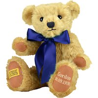 Merrythought Personalised Shrewsbury Teddy Bear With Gold Thread - Gold/Navy