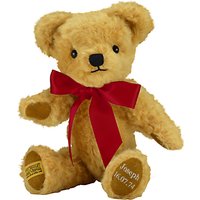 Merrythought Personalised London Curly Gold Teddy Bear With Silver Thread - Gold/Red