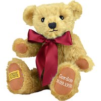 Merrythought Personalised Shrewsbury Teddy Bear With Silver Thread - Gold/Red