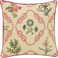 Morris & Co Strawberry Thief Embroidered Cotton Cushion - Red