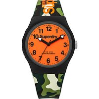 Superdry Unisex Urban Silicone Strap Watch - Camouflage Green/Orange