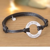 Merci Maman Personalised Sterling Silver Eternity Bracelet - Dark Grey