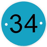 The House Nameplate Company Personalised Acrylic Round House Number, Dia.11.5cm - Turquoise / Black