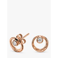 Dower & Hall 18ct Vermeil Circle Stud Earrings - Rose Gold/White Topaz