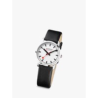Mondaine Unisex Simply Elegant Leather Strap Watch - Black/White