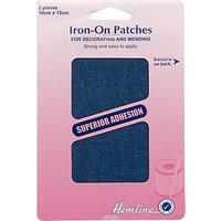 Hemline Iron-On Cotton Twill Patches, Pack Of 2 - Mid Denim