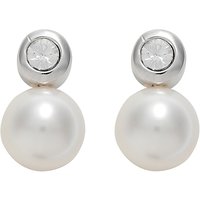Finesse Pearl And Swarovski Crystal Stud Earrings - Silver/White
