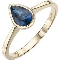 A B Davis 9ct Yellow Gold Pearshaped Rubover Semi Precious Ring - Sapphire