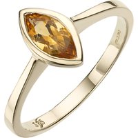 A B Davis 9ct Gold Marquise Cut Rubover Ring - Citrine
