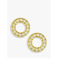 London Road Meridian 9ct Gold Diamond Circle Stud Earrings - Yellow Gold