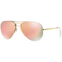 Ray-Ban RB3449 Aviator Sunglasses - Gold/Mirror Pink
