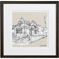Letterfest Personalised House Illustration, Black Frame, 44.8 X 44.8cm - Stone