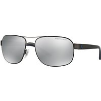 Polo Ralph Lauren PH3093 Square Framed Polarised Sunglasses - Matte Black/Mirror Silver