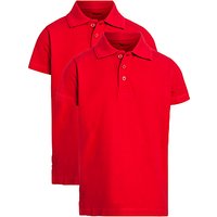 John Lewis Unisex Pure Cotton Easy Care School Polo Shirt, Pack Of 2 - Red