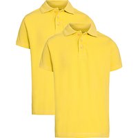 John Lewis Unisex Pure Cotton Easy Care School Polo Shirt, Pack Of 2 - Gold