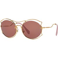 Miu Miu MU 50SS Geometric Sunglasses - Gold/Dark Pink