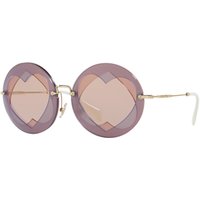 Miu Miu MU 01SS Round Sunglasses - Gold/Pink