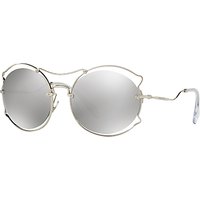 Miu Miu MU 50SS Geometric Sunglasses - Silver/Mirror Grey