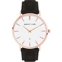 Abbott Lyon Unisex Kensington 40 Date Suede Strap Watch - Black/White