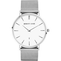Abbott Lyon Unisex Kensington 40 Date Mesh Bracelet Strap Watch - Silver/White