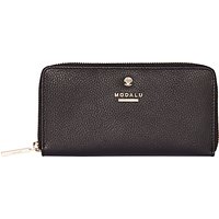 Modalu Pippa Leather Zip Around Wallet Purse - Black