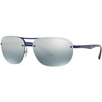 Ray-Ban RB4275CH Chromance Polarised Square Sunglasses - Navy/Mirror Silver