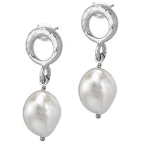 Dower & Hall Open Circle Pearl Drop Earrings - Silver/White