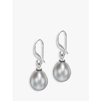 Dower & Hall Baroque Pearl Drop Earrings - Silver/Grey