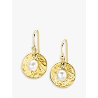 Dower & Hall Sterling Silver Pearlicious Round Drop Earrings - Gold/White
