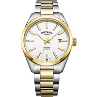 Rotary Men's Havana Automatic Date Bracelet Strap Watch - Silver/Gold