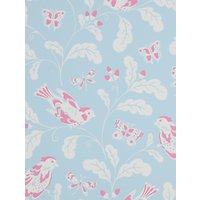 Jane Churchill Songbird Wallpaper - Aqua / Pink, J139W-04