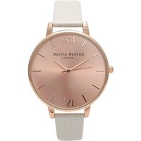 Olivia Burton Women's Big Dial Leather Strap Watch - Mink/Rose Gold