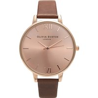 Olivia Burton Women's Big Dial Leather Strap Watch - Brown/Rose Gold