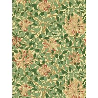 Morris & Co Honeysuckle Wallpaper - Green / Coral / Pink, DMCW210436