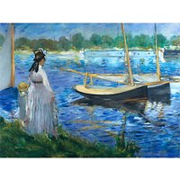 The Courtauld Gallery, Edouard Manet - Banks Of The Seine At Argenteuil 1874 Print - Stretched Canvas