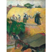 The Courtauld Gallery, Paul Gauguin - Haymaking 1889 Print - Stretched Canvas