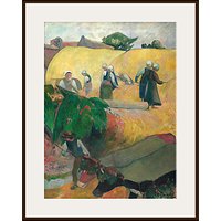 The Courtauld Gallery, Paul Gauguin - Haymaking 1889 Print - Dark Brown Framed Print