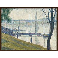 The Courtauld Gallery, Georges Seurat - Bridge At Courbevoie 1886-1887 Print - Dark Brown Framed Canvas