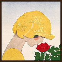 The Courtauld Gallery, Gazette Du Bon Ton - No10 1924 Le Parfum De La Rose Detail Print - Dark Brown Framed Canvas