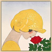 The Courtauld Gallery, Gazette Du Bon Ton - No10 1924 Le Parfum De La Rose Detail Print - Natural Ash Framed Canvas