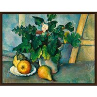 The Courtauld Gallery, Paul Cézanne - Pot Of Primroses And Fruit 1888-1890 Print - Dark Brown Framed Canvas