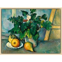 The Courtauld Gallery, Paul Cézanne - Pot Of Primroses And Fruit 1888-1890 Print - Natural Ash Framed Canvas