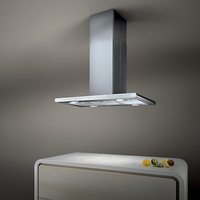 Elica Galaxy Island Chimney Cooker Hood - Stainless Steel/White Glass