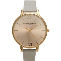 Olivia Burton Women's Big Dial Leather Strap Watch - Grey/Gold